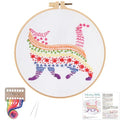 Louise Maelys Cute Cat Embroidery Kit for Beginners Creative Set - color: flower cow