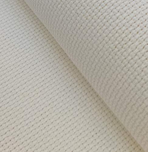 19" x 28" 18CT Counted Cotton Aida Cloth Cross Stitch Fabric (Cream) - color: Cream