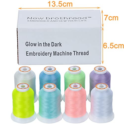 New brothread 8 Colors Glow in the Dark Embroidery Machine Thread Kit