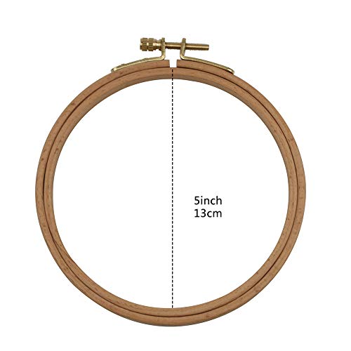 2 Pack 5 Inch Embroidery Hoop, Guofa 13CM Beech Wood Cross Stitch Hoops, Hanging Embroidery Frame Hoop for Decoration - style: 5 inch