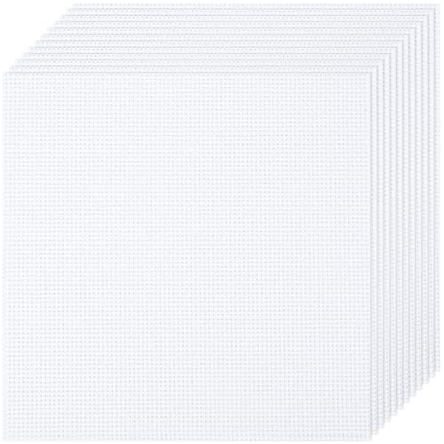 12 PCS Cross Stitch Aida Fabric 14 Count, 7.8 by 7.8 Inch, Classic Reserve Cross Stitch Aida Cloth for Home DIY Embroidery Decoration, White - color: White, size: 14 CT 7.8 x 7.8In(12 PCS)
