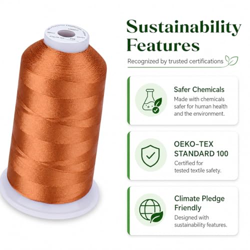 Simthread Embroidery Machine Thread 5000M 40WT Polyester, Clay Brown 339 - color: ClayBrown339