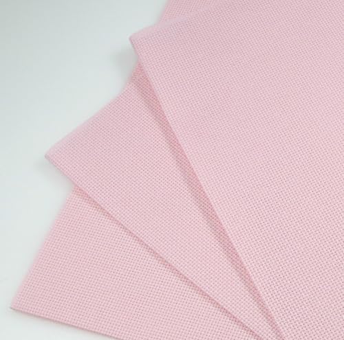 KCS 3 pc of 12" x 18"(30cmx45cm) Counted Cotton Aida Cloth Cross Stitch Fabric (Pink,16CT) - color: Pink, size: 16CT