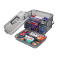 2-Tier Medicine Organizer - Plastic Portable Storage Box with Handle Grey - color: Grey