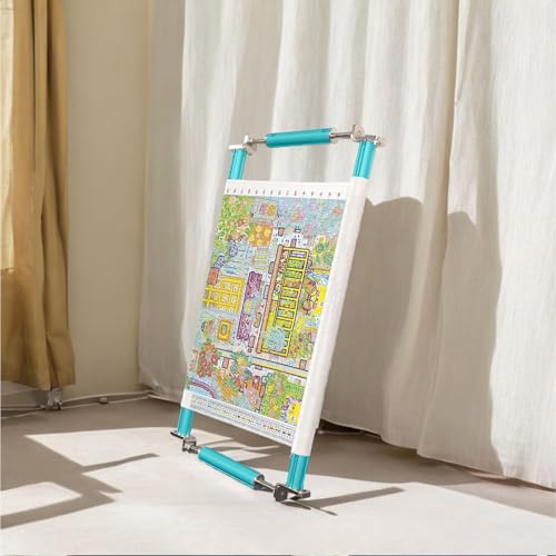Couple Embroidery Art Embroidery Clip Frame Cross Stitch 4 Slot Presser Heavy Duty Embroidery Bandage Embroidery Frame Needlepoint Frame Embroidery Scroll Frame Embroidery Frames (Blue, 50cm) - size: 50cm