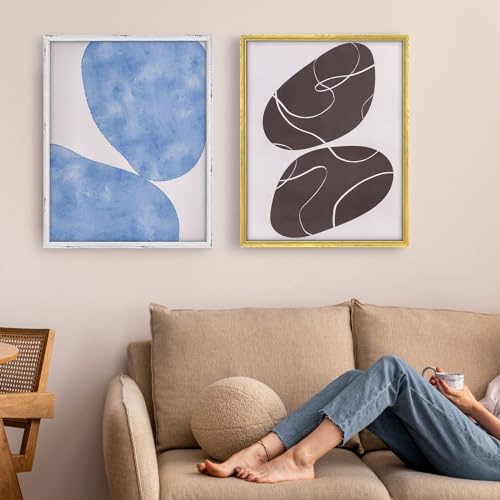 Rustic White 24x30 Frame - Single Frame, 24 x 30 Poster Frame for Artwork, Puzzles, Photos and Movie Posters Picture Frames - size: 24" x 30"
