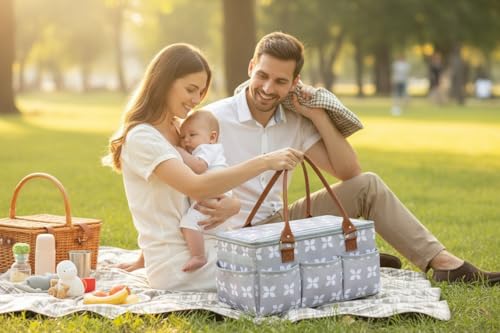 Moteph Diaper Caddy with Changing Mat, Large Baby Diaper Caddy Organizer with Lid, Portable Organizer Basket for Baby Essentials, Roll-Up Lid, Built-In Changing Mat Pocket - style: With Changing Mat