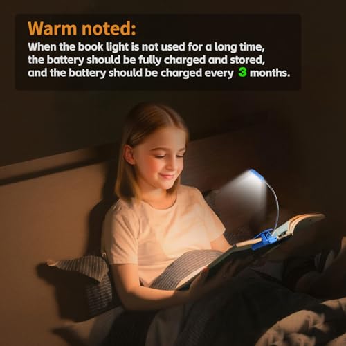 VAVOFO Rechargeable Reading Light, Clip on Book Light for Reading in Bed - color: Blue Lotus