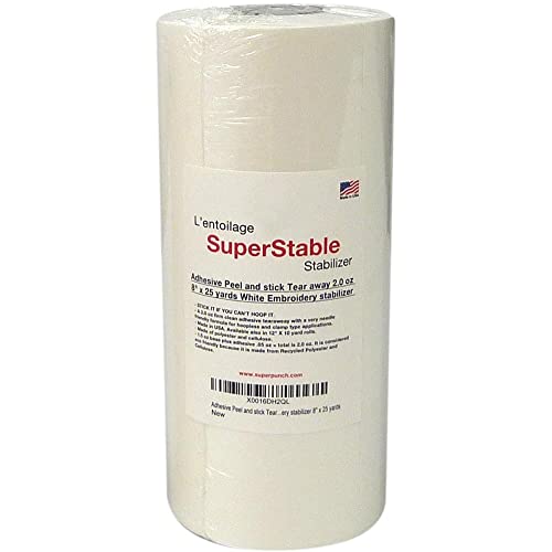 Superpunch Adhesive Peel and Stick Tear Away Stabilizer, 8 in x 25 yd - size: 8" x 25 yards roll
