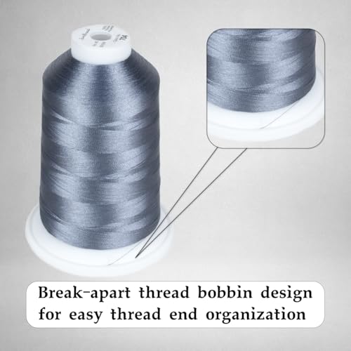 Simthread 5500Yds/5000M 40WT Polyester Embroidery Thread Pewter 704 - color: Pewter-704