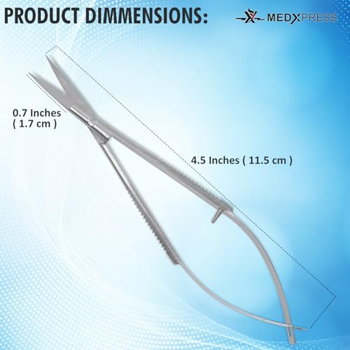 Micro Scissor 4.5” Straight Set of 3 Premium Stainless Steel Extra Sharp Tip Eyebrow Trimming Scissor Stitch Cutting for Grooming Sewing Arts & Craft Spring Action Embroidery Scissors.