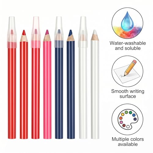 12 PCS Fabric Pencil, Washable Chalk Pencil for Marking Fabric