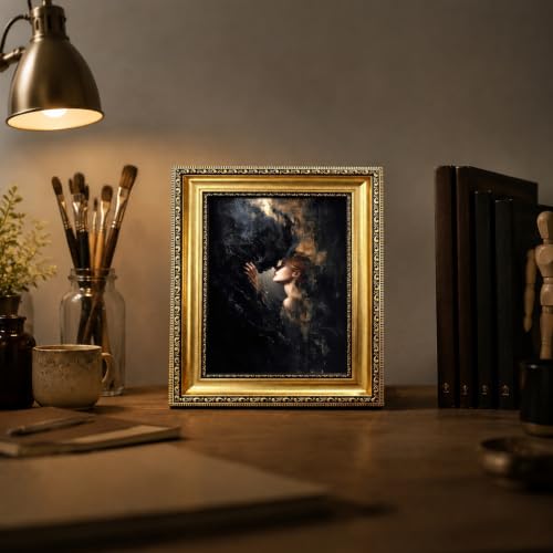 Vintage Gold Framed Gothic Wall Art,Dark Academia Romance Couple Art Print - color: Couple Gold Framed, size: 11"L x 9"W