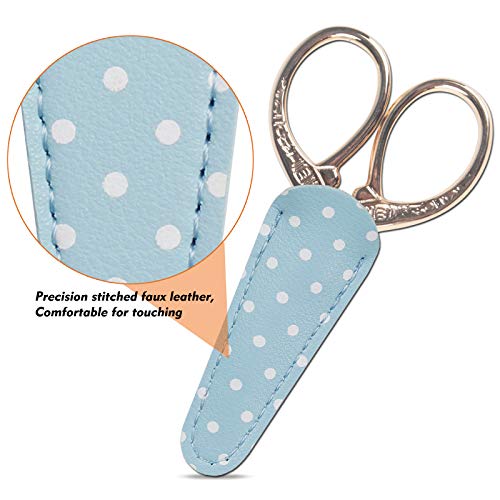 Embroidery Scissors with Leather Cover 3.6 inch Sewing Craft Sharp - color: Gold