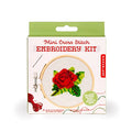 Kikkerland DIY Mini Cross Stitch Rose Embroidery Craft Starter Kit Set, with Pattern Instructions, 3" Bamboo Hoop, Stress Relief, Adult Beginner Friendly - color: Rose