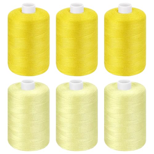 Yellow Thread for Sewing, 6 Spools of 1000 Yards Polyester Quilting Thread - color: Yellow+FaintYellow
