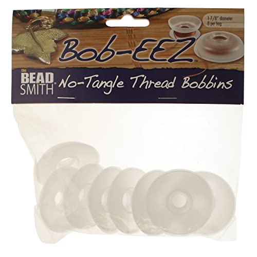 The Beadsmith No-Tangle Thread Bobbins, String Organizer, Ideal for Kumihimo or Cord Management (1 7/8 Inches, Set of 8)