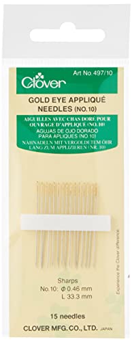 Clover Gold Eye Applique Needles - Size 10 15/Pkg - size: 10