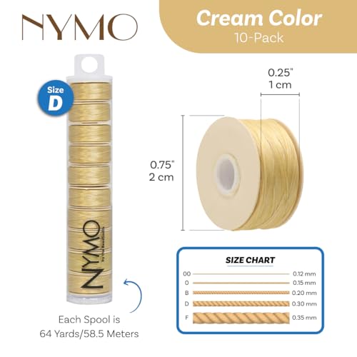 The Beadsmith Nymo Thread, Made of Nylon - size: Size D, 64 Yards, style: Cream
