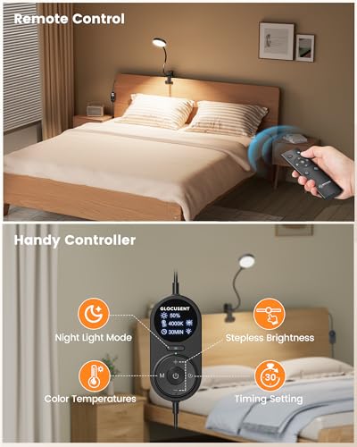 Glocusent 72 LED Desk Lamp for Dorm,Amber Night Light with Remote Control - color: Black with Remote