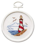 Janlynn 18 Count Round Mini Counted Cross Stitch Kit, 2-1/2-Inch, Lighthouse