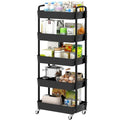 Sywhitta 5-Tier Plastic Rolling Utility Cart with Wheels,Black - color: Black, size: 5-tier