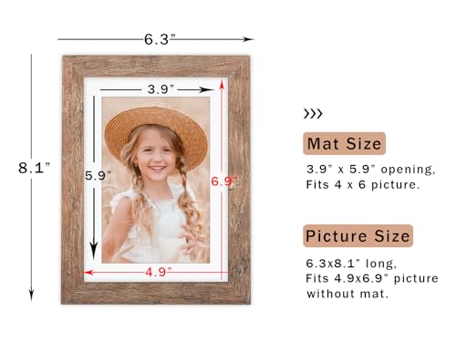 5x7 Picture Frame Wood Display Picture 4x6 with Mat Vintage Brown - color: Brown, size: 5x7