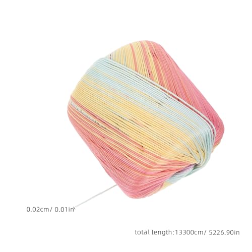 Healifty Rainbow Cotton Yarn Gradient Lace Thread for Hand Knitting Crochet Embroidery DIY Scarf Hat Shawl Sweater Blanket 1 Roll
