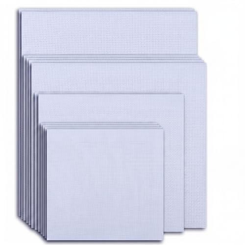 14 CT Aida Cloth for Cross Stitch,12PCS Pre-Cut Cross Stitch Fabric - color: White