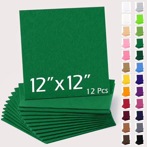 12"x12" Felt Sheets for Crafts, 2mm Stiff Felt Fabric (12 Pcs) Kelly Green - color: Kelly Green