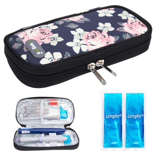 YOUSHARES Insulin Cooler Travel Case - Portable Refrigerated Medicine Case for Insulin Pen, Medication and Diabetic Supplies with 2 TSA Approved Ice Pack - color: Roses