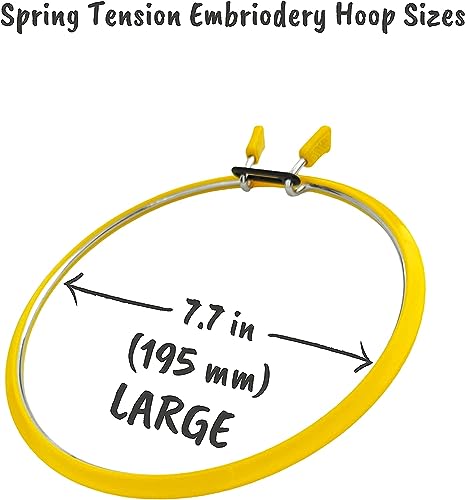 Nurge Metal Embroidery Hoops - Premium Spring Tension Embroidery Hoop for Cross Stitch - Durable Ring with Quick Release Safety Clip - Ideal for Crafters,Beginners & Professionals - Yellow - Large - color: Yellow, size: Large