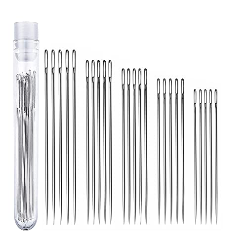 Performore Professional Thermal Self‑Threading Stainless Steel Sewing Needle Set | 25‑Piece Heavy‑Duty Large‑Eye Needles for Denim, Canvas, Quilting & Easy Threading - style: 25