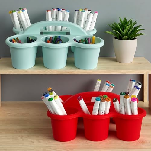 6 Pack Plastic Classroom Caddy Organizer with Handle, 6 Compartment, Boho - color: Boho
