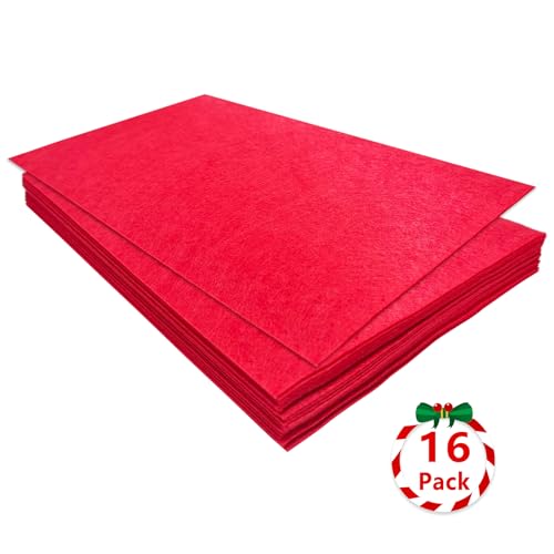 Jtnohx Felt for Crafts, 16 Pcs Felt Fabric, 7"×11.3" Stiff Felt Sheets, Craft Felt Square for Sewing (Red) - color: Red
