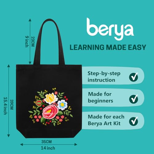 BERYA Canvas Tote Bag DIY Needlepoint Embroidery Kit for Beginners - color: Beautiful brocade