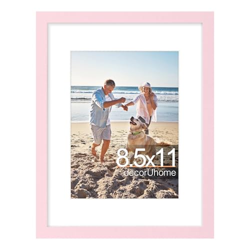 decorUhome 8.5 by 11 Picture Frame Fits 6x8 Photos with Mat, Pink - color: Pink, size: 8.5x11