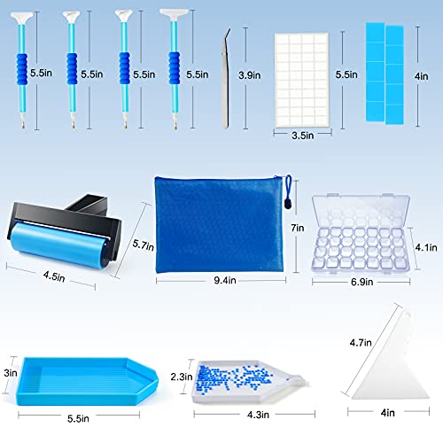Diamond Painting Accessories,Diamond Painting Tools with Cute Blue Roller and Diamond Embroidery Box for DIY Diamond Painting Art - color: Blue