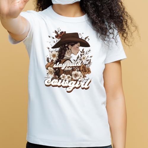 SUPERDANT 4PCS Cowgirl Iron on Transfer Paper Motivational Text Heat Transfer Sticker Washable Iron on Decals for Woman T Shirts DTF Transfers Ready to Press for Clothing Hoodie Jackets DIY Gift - style: Cowgirl