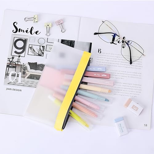 Mr. Pen - 3 Pack Clear Kids Pouch - Multi-Use Pencil & Make Up Case - color: Autumn, size: 3 Pack, Medium
