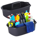 2-Pack Large Gray Cleaning Caddy for Cleaning Supplies with Handle - Portable Plastic Tote Organizer for Shower, Bathroom, Kitchen, Under Sink Storage
