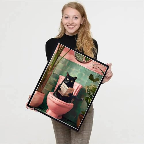 TCDZMYGS Stamped Cross Stitch Kits for Beginners,Bathroom Cat 12x16in - color: cross stitch-0828-7