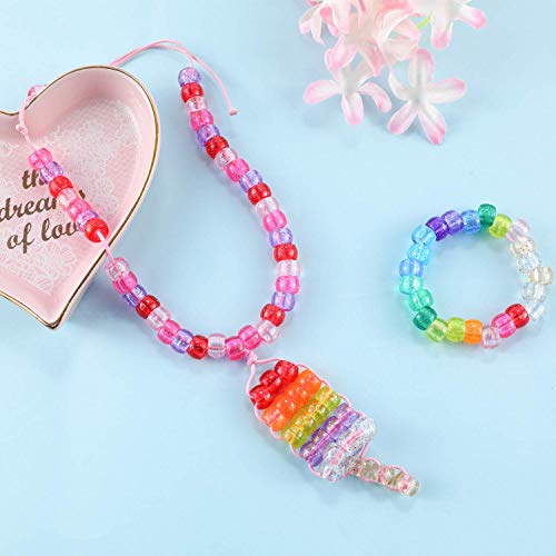 2600+pcs Pony Beads Kit Rainbow Glitter Plastic Beads Multicolor Pony Bead Bulk with Elastic String, Hair Bead for Braids DIY Crafts Jewelry Making Kit for Bracelets Necklaces - color: Giltter Beads