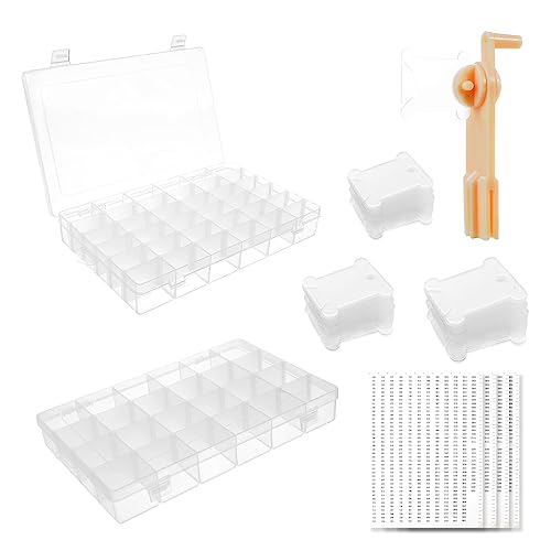 Rumhut 2 Pack Embroidery Floss Organizer with 216 Pcs Embroidery Floss, Floss Windern and Floss Number Stickers for Craft DIY Embroidery Sewing Storage
