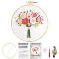 Huacan Embroidery Kits for Adults Beginner Stamped Flowers Pattern 4 Pcs DIY Cross Stitch Floral Stitching Sewing Kit 7.9 x 7.9 Inch - color: Flower 2
