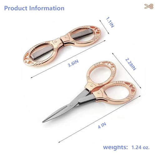 YVAOG Mini Folding Scissors, Safe Portable Travel Mini Scissors, Stainless Steel Retractable Small Scissors for Home Office, 2 Piece Set (rose gold-A) - color: Rose Gold-a
