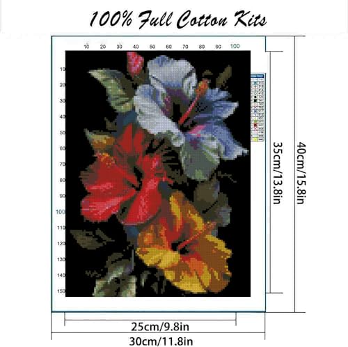 Flowers Stamped Cross Stitch Kits Flowers Cross Stitch Patterns,Dimensions Cross Stitch Kits Embroidery Kit Arts and Crafts for Beginners 15.7x11.8 inch - color: T004