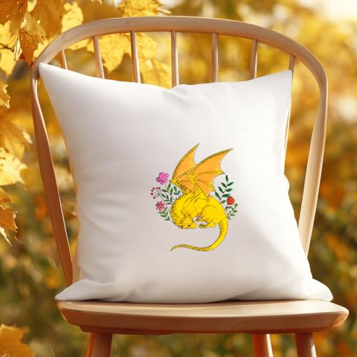 ORIGACH 4 Sheets Water Soluble Embroidery Patterns Stabilizers - Pre-Printed Mythical Dragon Shrubs Designs - Stick & Stitch Embroidery Paper for Hand Sewing Lovers - color: Dragon