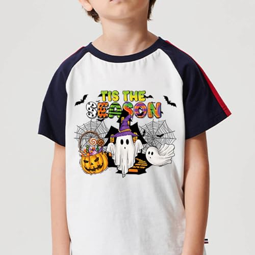 Happy Halloween Heat Transfer Vinyl Patches, 4 Packs Witch Iron on Transfer Stickers Sweet and Spooky Pumpkin Ghost Dwarf Bat Design Large Patches Heat Thermal Press Appliques for Jacket T-Shirt Bags - color: I