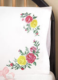 Tobin Stamped Pillowcase Pair for Embroidery, 20 by 30-Inch, Rose Classic